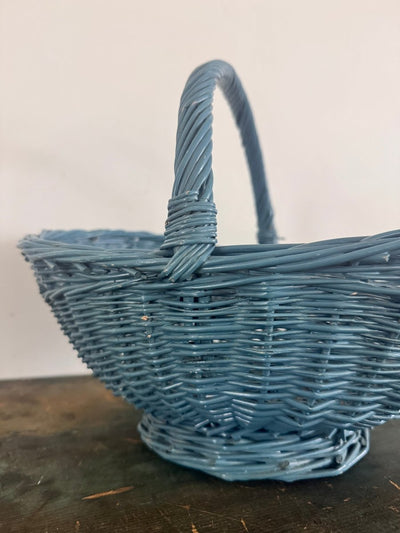 Vintage Woven Gathering Basket - Blue - Diamonds & Rust