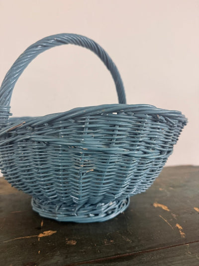 Vintage Woven Gathering Basket - Blue - Diamonds & Rust