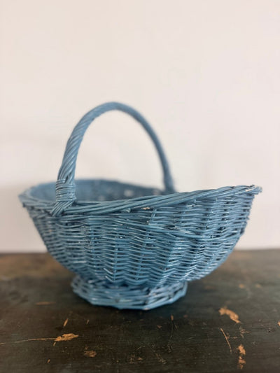 Vintage Woven Gathering Basket - Blue - Diamonds & Rust