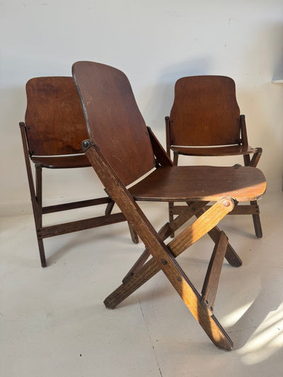 Vintage WWII / 1940s era Wood Folding Chair - Diamonds & Rust