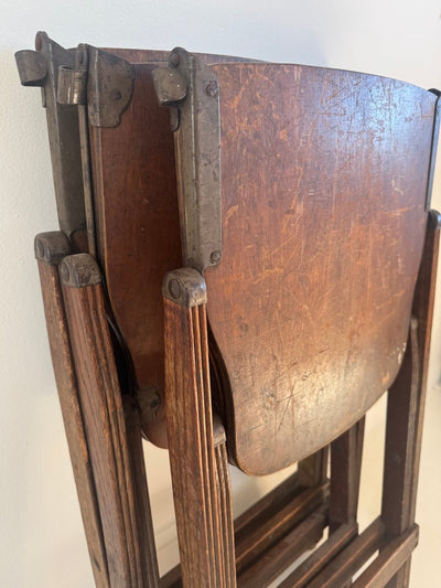 Vintage WWII / 1940s era Wood Folding Chair - Diamonds & Rust