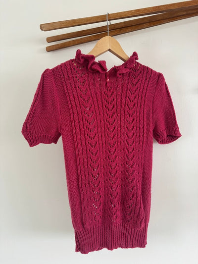 VTG 80s Regina Porter Short Sleeve Sweater - Diamonds & Rust