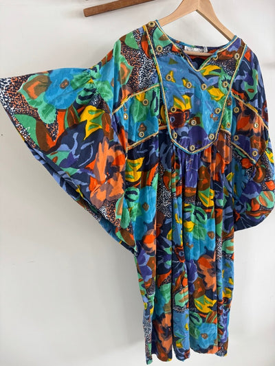 VTG Bright Floral Kaftan - Diamonds & Rust