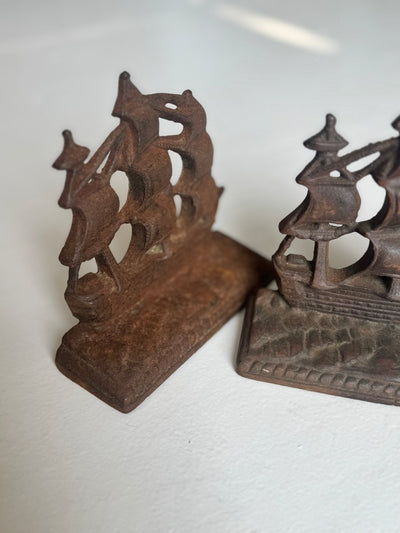 VTG Clipper Ship Book Ends - Diamonds & Rust