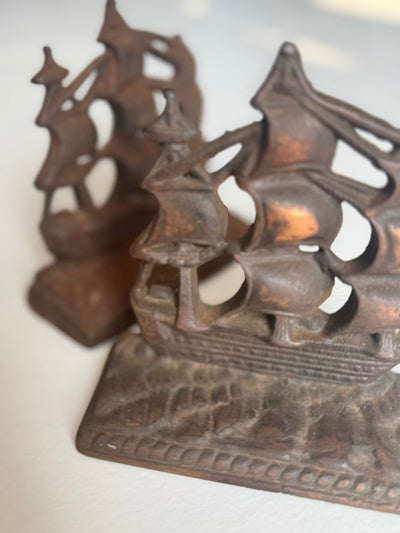 VTG Clipper Ship Book Ends - Diamonds & Rust