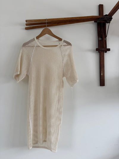VTG Ecru Cotton Net Cover Up - Diamonds & Rust