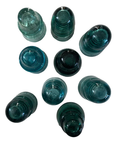 VTG Glass Insulator - Blue Green - Diamonds & Rust