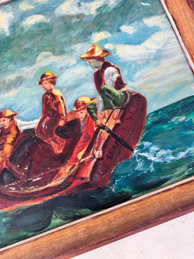VTG Maritime Oil Painting After Winslow Homer - Diamonds & Rust