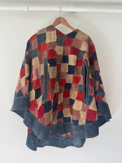 VTG Patchwork Leather Shawl - Diamonds & Rust
