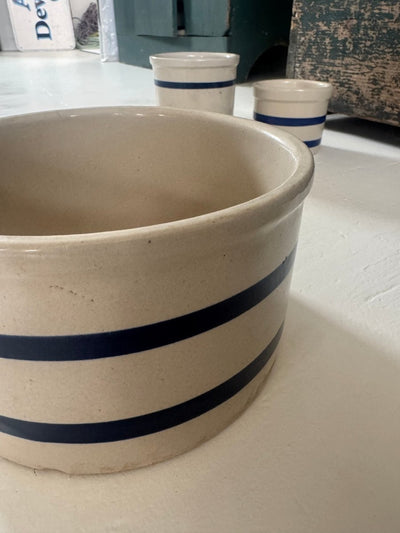 VTG Roseville Ohio Blue Striped Crock - Diamonds & Rust