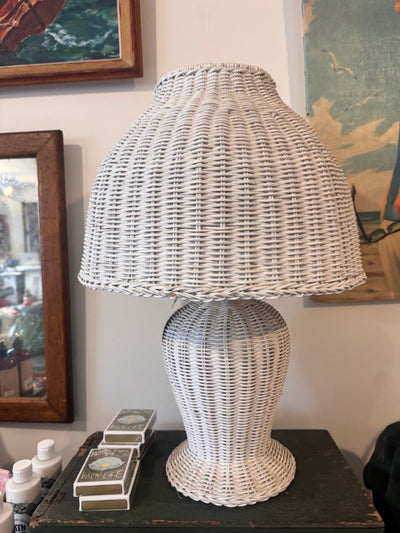 VTG Wicker Table Lamp - Diamonds & Rust