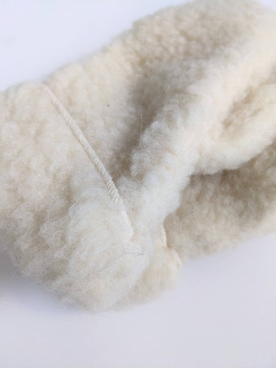 Warm 100% Wool Winter Mittens, All Natural: Cream - Diamonds & Rust