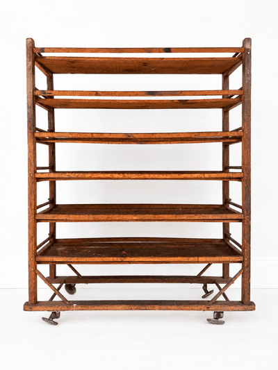 Wood Shoe Cobblers Rack - Flat Shelves - Diamonds & Rust