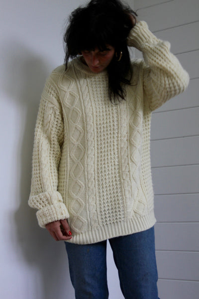 Vintage Fisherman's Sweater: XL - Diamonds & Rust