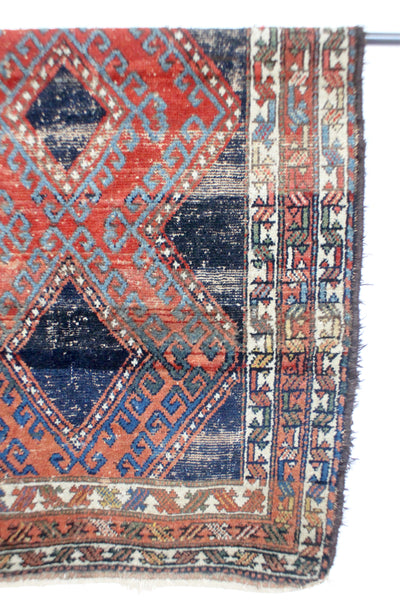 Vintage Rug - Navy & Red - Diamonds & Rust