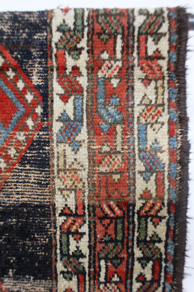 Vintage Rug - Navy & Red - Diamonds & Rust