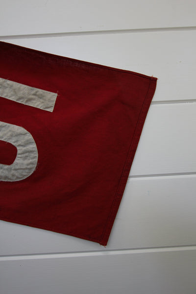 Vintage Red Number 5 Flag - Diamonds & Rust