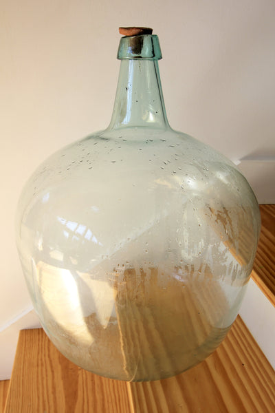 Vintage Glass Bottleneck Jug - Diamonds & Rust