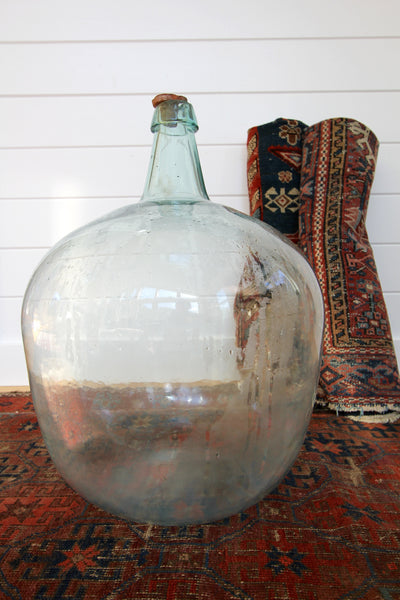 Vintage Glass Bottleneck Jug - Diamonds & Rust