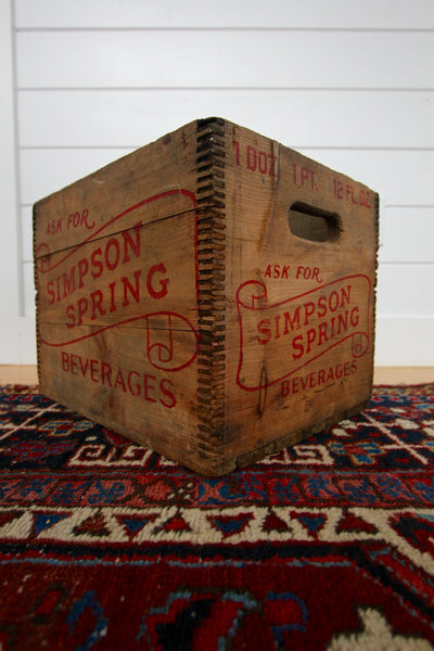 1940s Simpson Spring Wooden Soda Crate