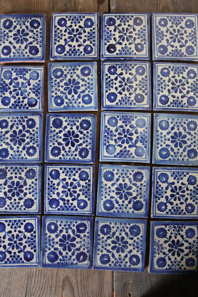 Vintage Terracotta Hand Painted Tiles