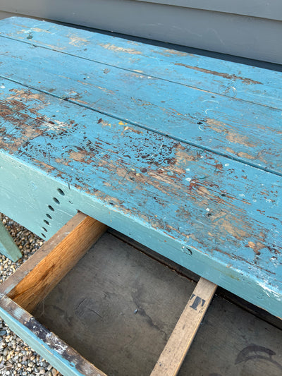 Vintage Industral Workbench - Painted Blue