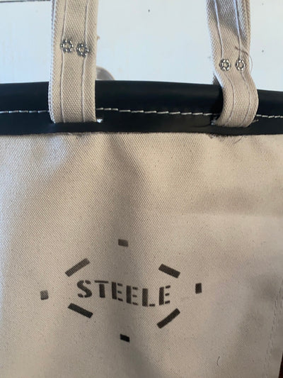 Round Basket Natural Canvas - Black Leather