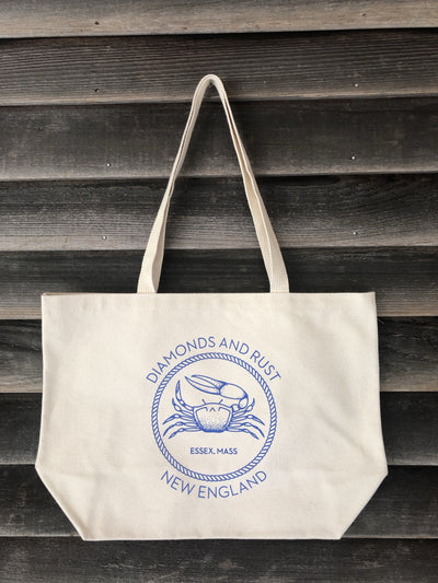 Diamonds and Rust Fiddler Crab Tote: Marine Blue - Diamonds & Rust