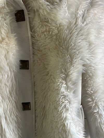 Vintage Rainbow Coat White Shearling Coat