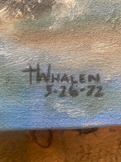 Vintage Waves on Rocky Coast Painting