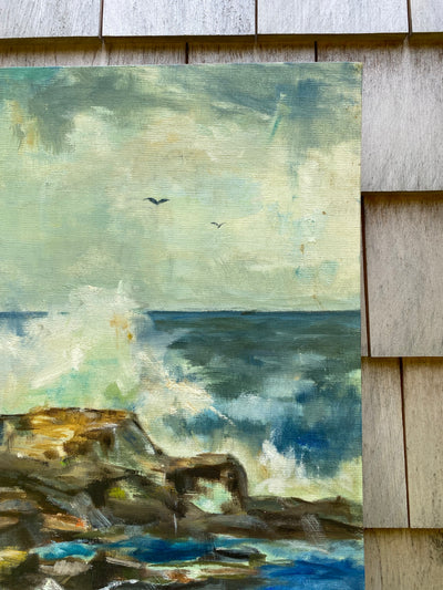 Vintage Rocky Sea Scape Painting