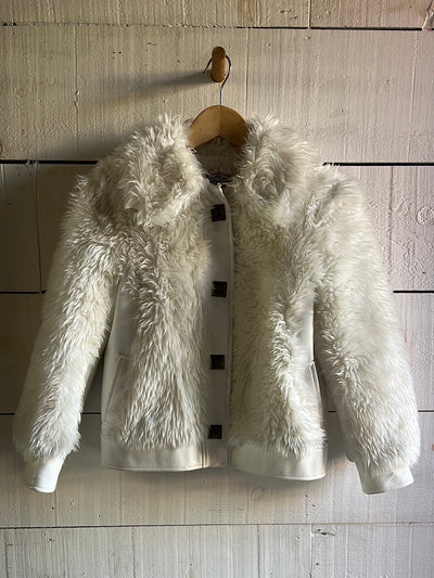 Vintage Rainbow Coat White Shearling Coat