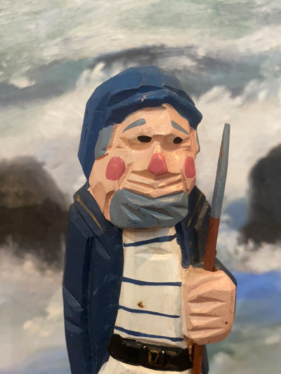 Vintage Wooden Fisherman - Striped Shirt