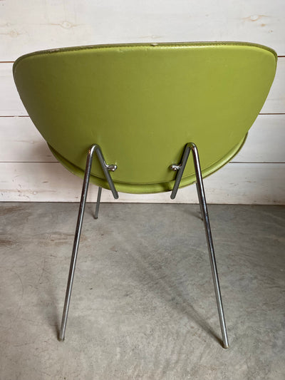 Vintage Leather Clamshell Chair - Avocado
