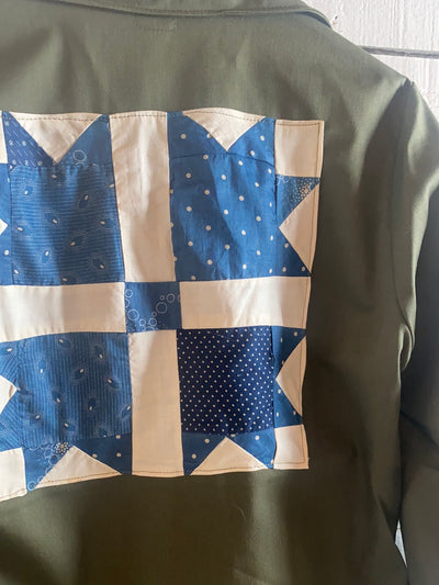 Indigo Quilt Patch - Vintage Military Shirt