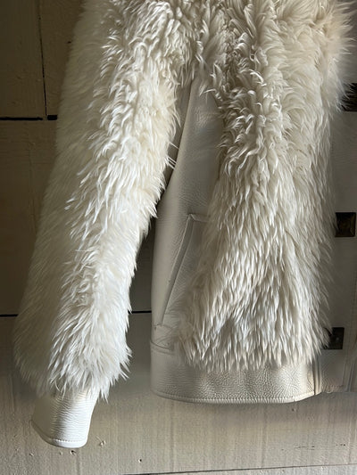 Vintage Rainbow Coat White Shearling Coat