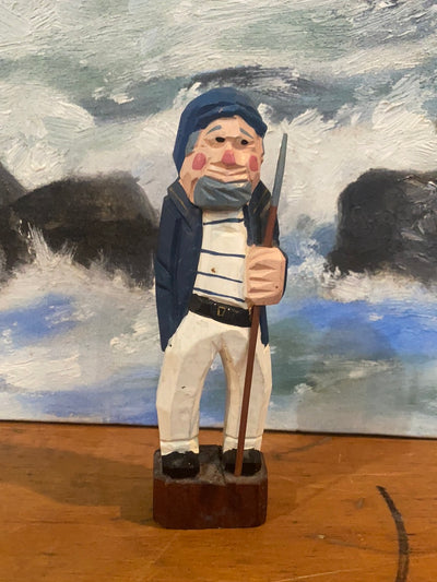 Vintage Wooden Fisherman - Striped Shirt