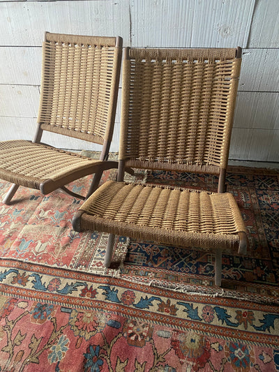 MCM Hans Wegner Style Rope Folding Chairs