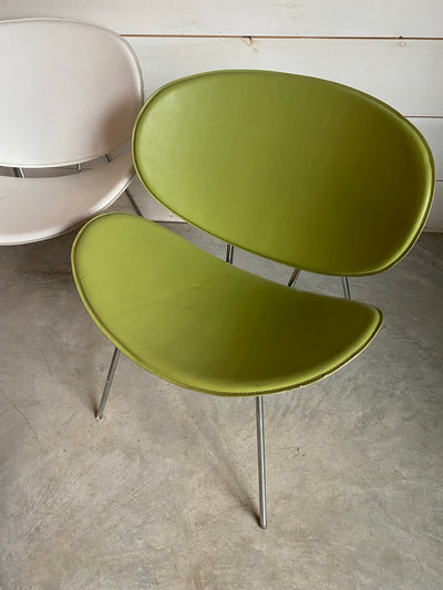 Vintage Leather Clamshell Chair - Avocado