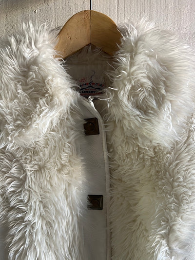 Vintage Rainbow Coat White Shearling Coat