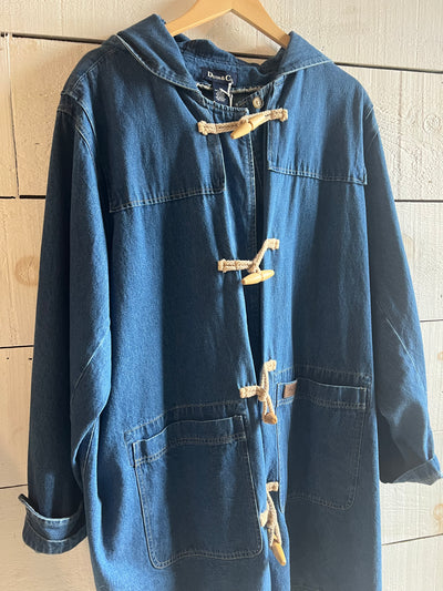 Vintage Denim Toggle Coat- XXXL