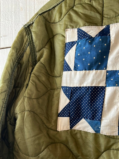 Indigo Quilt Patch - Vintage Quilted Liner - Diamonds & Rust