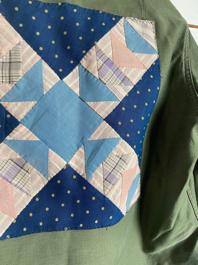 Quilt Patch - Vintage Military Shirt - 1 - Diamonds & Rust