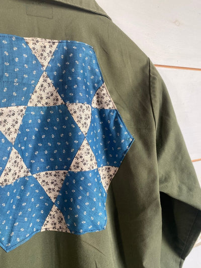 Quilt Patch - Vintage Military Shirt - Diamonds & Rust