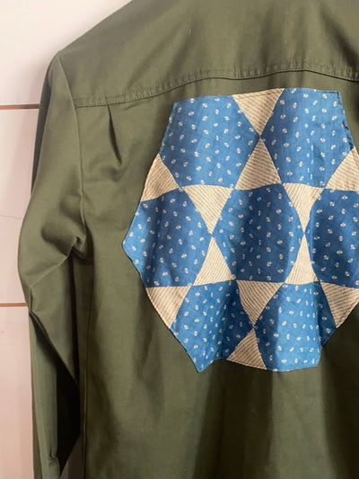 Quilt Patch - Vintage Military Shirt - Diamonds & Rust