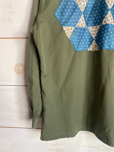 Quilt Patch - Vintage Military Shirt - Diamonds & Rust