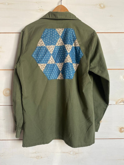 Quilt Patch - Vintage Military Shirt - Diamonds & Rust
