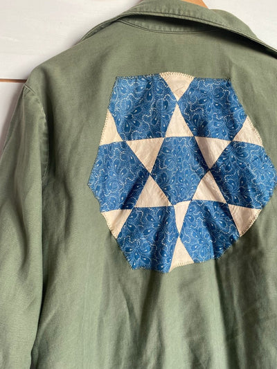Quilt Patch - Vintage Military Shirt - Diamonds & Rust