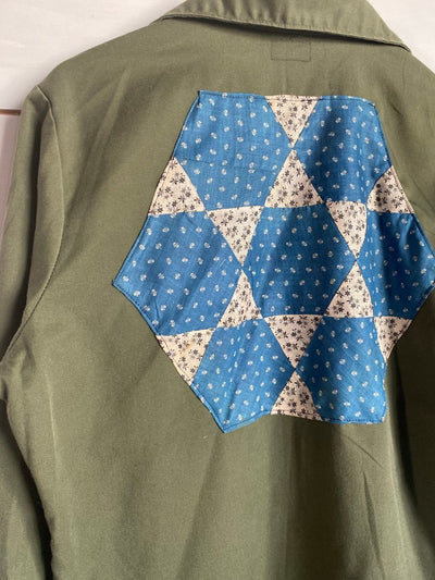 Quilt Patch - Vintage Military Shirt - Diamonds & Rust