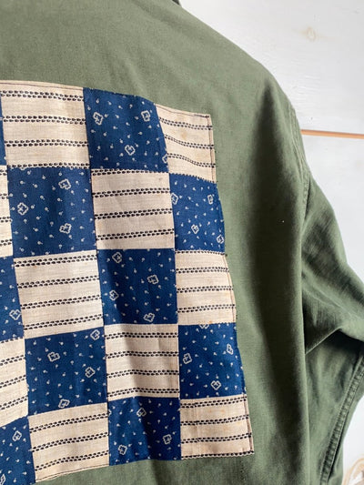Quilt Patch - Vintage Military Shirt - Diamonds & Rust